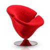 Manhattan Comfort Tulip Swivel Accent Chair in Red and Polished Chrome AC029-RD